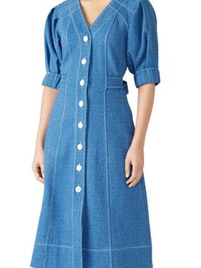 Perseverance London Denim Tie Back Midi Dress